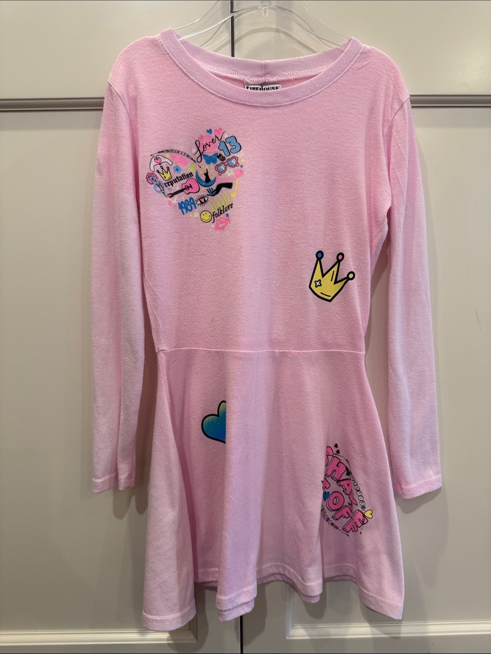 Firehouse Girls Taylor Swift Pink Long Sleeve Dress XXS 4/5